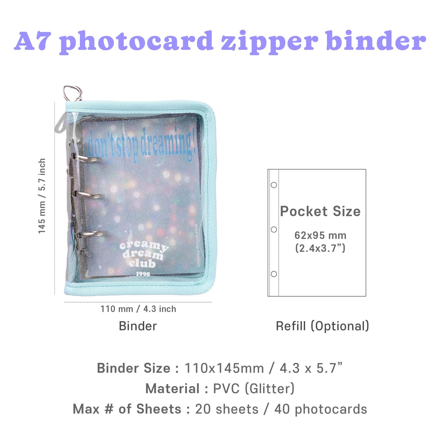 a7 photocard zipper binder